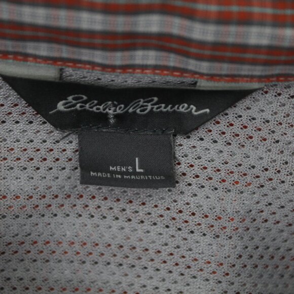 Eddie Bauer Shirt Mens Large‎ Orange/Gray Polyester/Cotton S/S Button Up - Picture 8 of 13